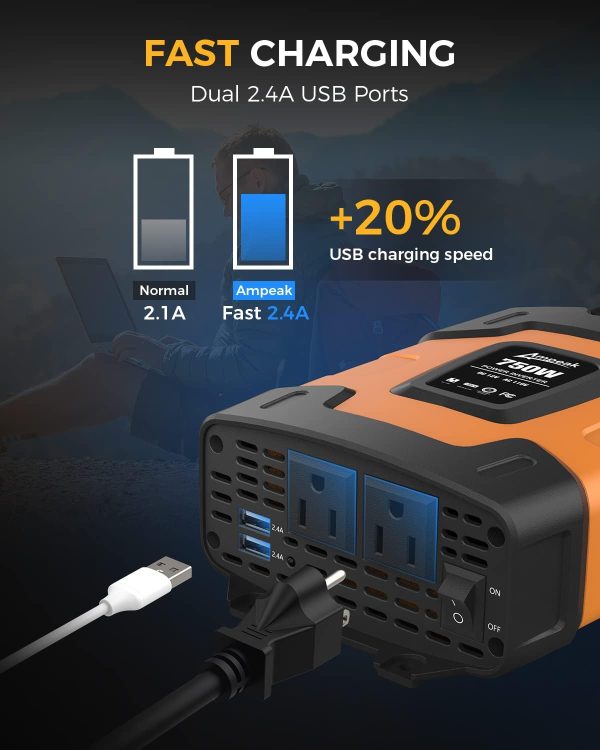 Ampeak Inversor de corriente de 750 W 4.8 A (PRE-VENTA) - Image 3